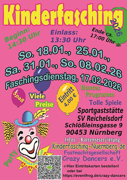 Kinderfasching in Nürnberg – Sonntag, 08.02.2026